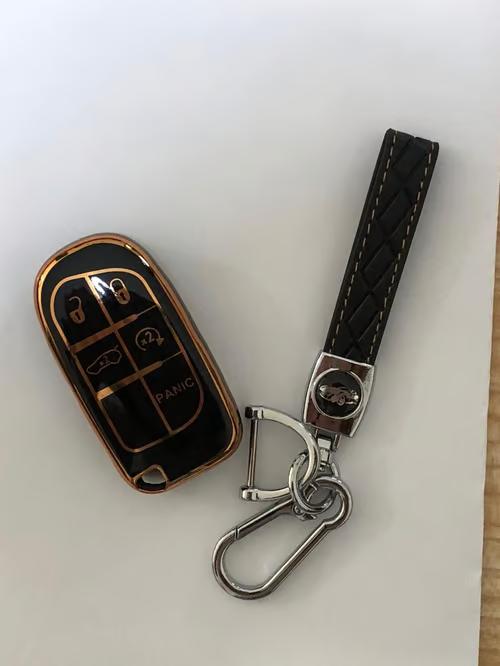 Sam's Accessories TPU Smart Key Fob Case Cover Kit with Keychain for Jeep Grand Cherokee Renegade 5 Key Gold Tone