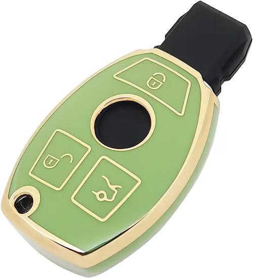 Sam's Accessories Key Fob Cover for Mercedes Benz with Keychain Soft TPU Car Key Shell Case Protector Compatible with Mercedes Benz C E G M Class GLC GLE GLS CLA CLS Accessories green