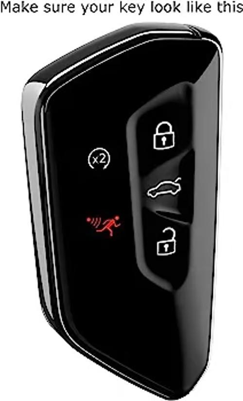 Sam's Accessories Black Soft Silicone Key Fob Cover w/ Red Stripe Compatible with Volkswagen MK8 Golf/GTI, Skoda Octavia with 3/4/5-Button Smart Key
