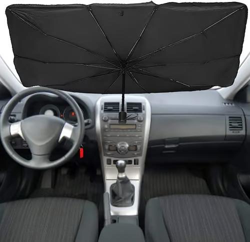 Sam's Accessories Detybir Car Dashboard Sun Umbrella Foldable Front Windshield Sunshade UV Protection Front Heat Insulation Protection with Escape Safety Hammer for Car Windshield, Automotive Interior Sun Protection 115 or 130