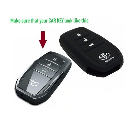 Sam's Accessories Silicone Car Key Cover compatible for TOYOTA Fortuner Push Button Smart Key – Black