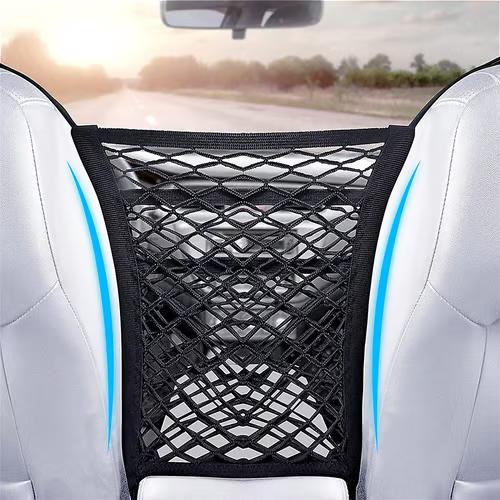 Sam's Accessories 3-Layer Car Mesh Organizer,Netting Bag for Car,Universal Car Seat Storage Mesh,Car Storage Netting Pouch,Elasticity Car Net Pocket Handbag Holder,Front Seat Purse Holder,Barrier of Backseat Kids Pets