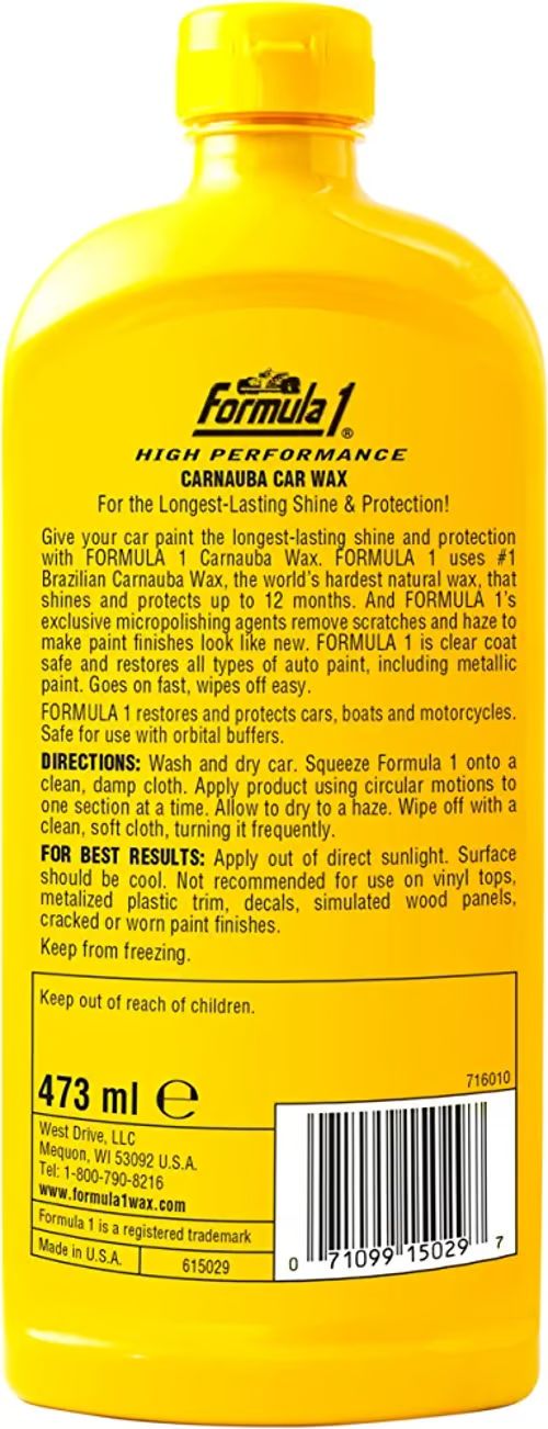 Sam's Accessories Formula 1 Carnauba polish wax plastic bottle or can