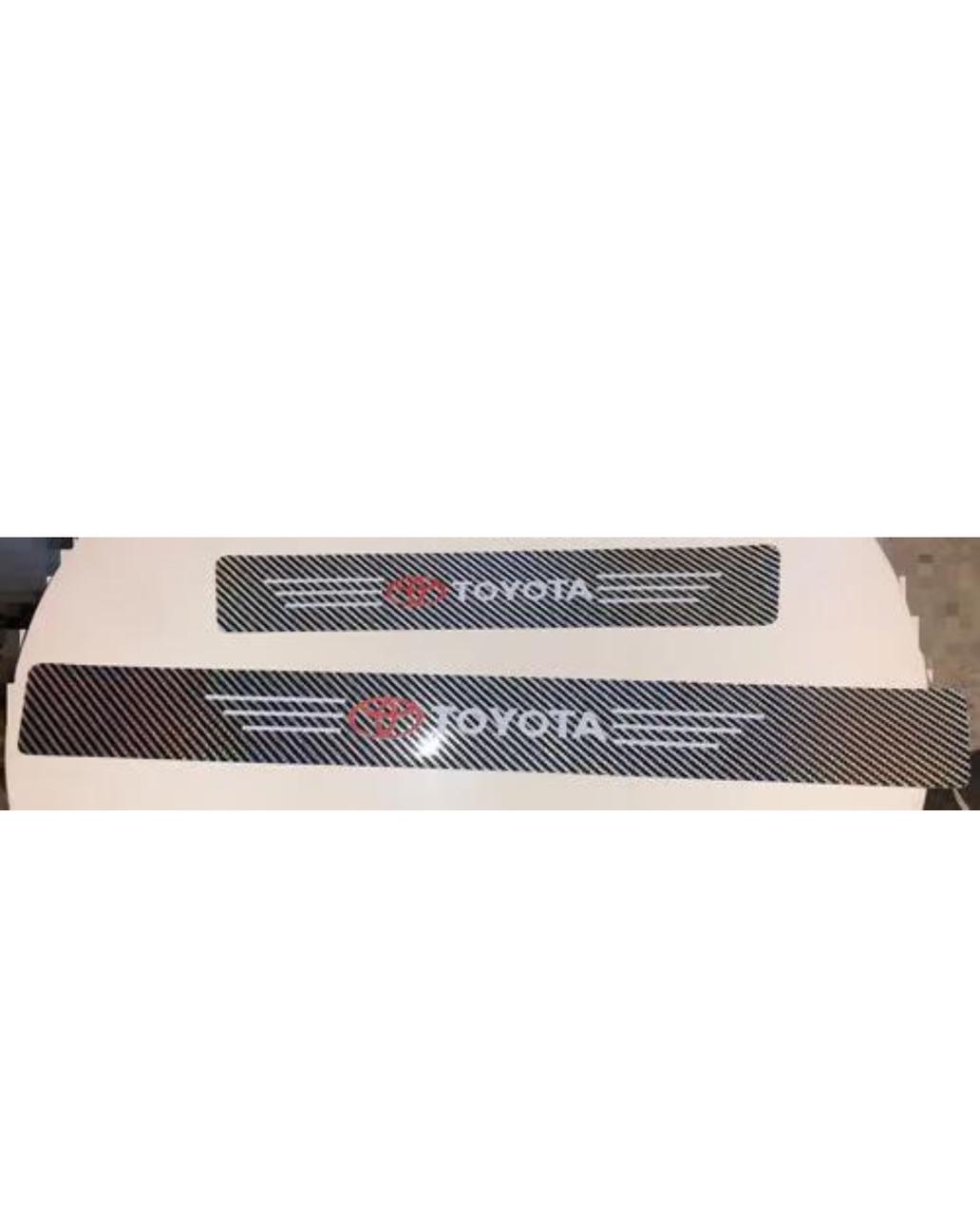 Sam's Accessories Car Door Sill Protector, 4 PCS Car Door Edge Protector, Carbon Fiber Leather Front/Rear Door Sill Scuff Plate Guard, Decorative Car Door Protector Sticker, Car Accessories