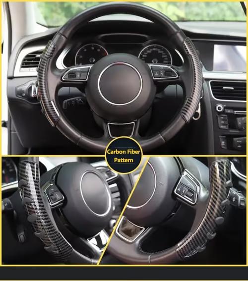 Sam's Accessories 2pc Carbon Fiber Universal Car Steering Wheel Booster Cover Non-Slip Accessories