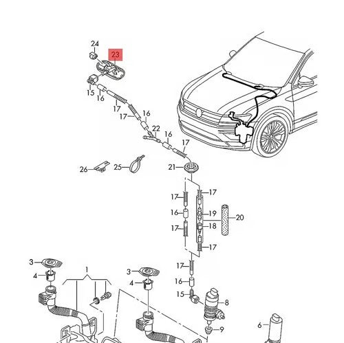 Sam's Accessories 1Pc front windshield VW water Nozzle