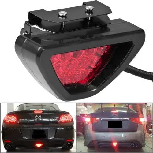 Sam's Accessories  High Power Custom F1 Style 12 LED 3/8" 1cm Clamp Flash Mount Strobe 3rd Third Blinking Triangle Tail Lamp Brake Stop Light Red Lens for Car SUV Truck