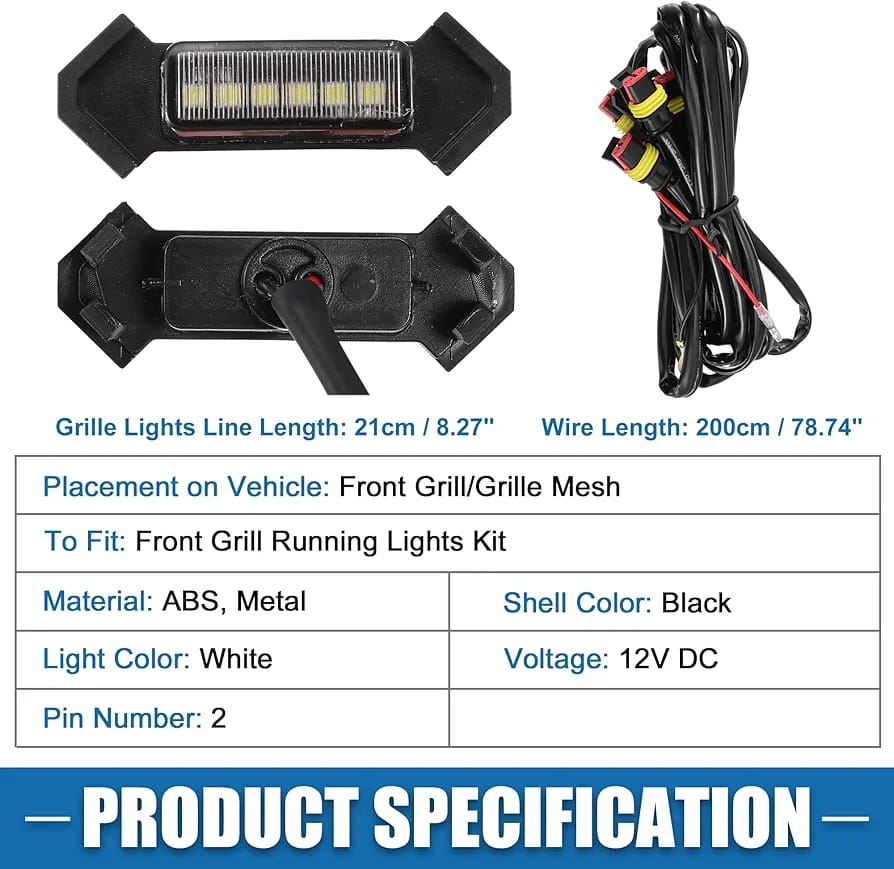 Sam's Accessories LED Grill Lights for 2016-2022 Aftermarket Toyota Tacoma TRD PRO Grille with Harness (Amber Light with Black housing)