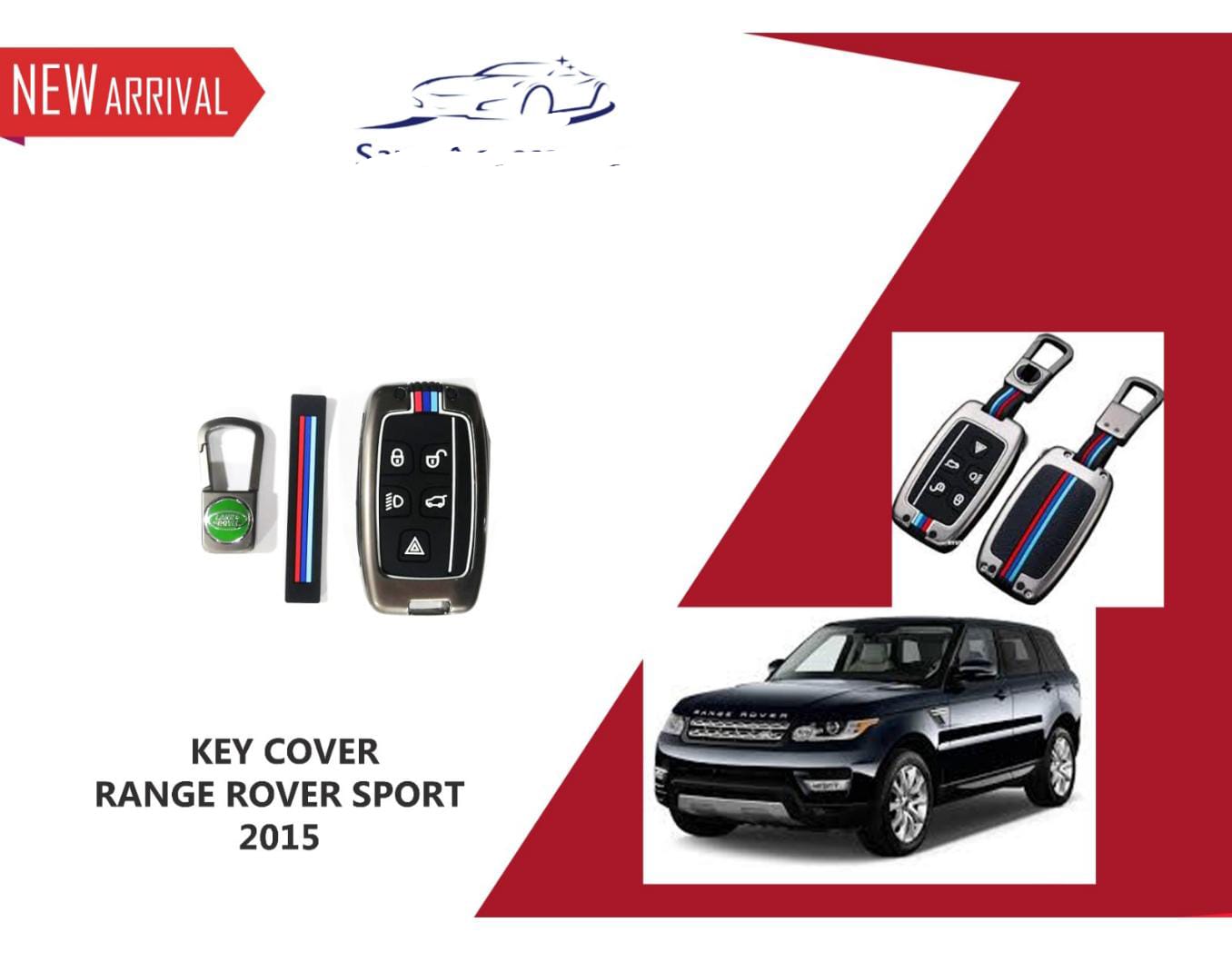Sam's Accessories Land Rover Key Fob Cover Metal Car Key Case Keychain Smart Key Fob Holder fob Protector Compatible for Land Rover Range Rover Sport Evoque Discovery Velar Freelander 2 LR4 Jaguar