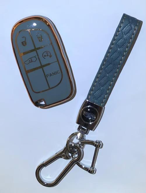 Sam's Accessories TPU Smart Key Fob Case Cover Kit with Keychain for Jeep Grand Cherokee Renegade 5 Key Gold Tone