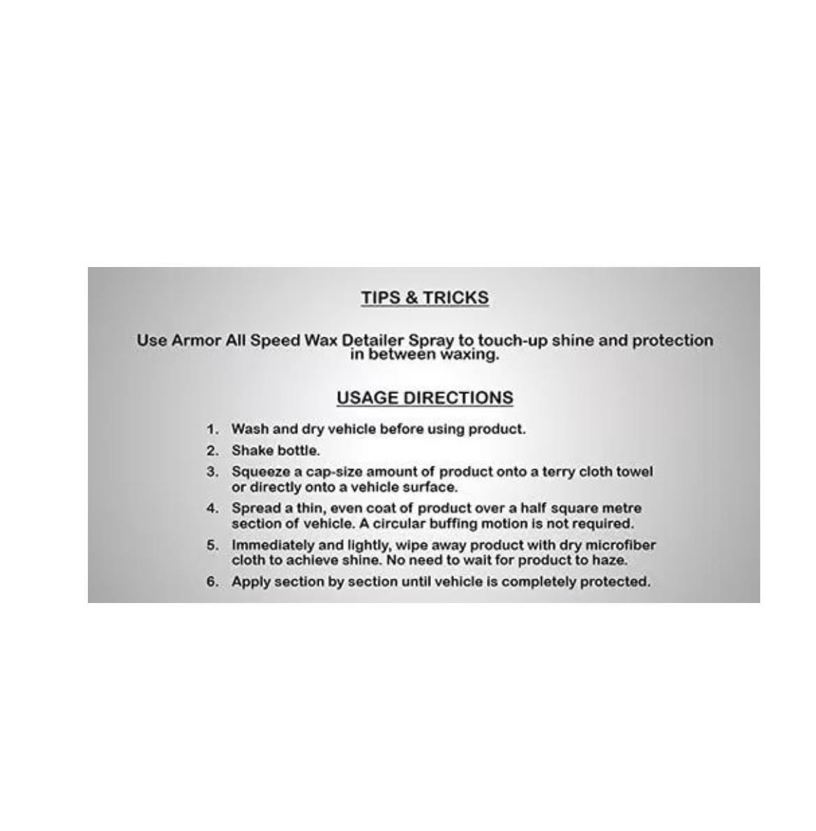 Sam's Accessories Armor All Ultra Shine Spray Wax or polish wax, 473 ml bottle or spray