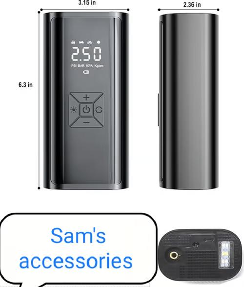 Sam's Accessories Air Pump, Mini Air Compressor Portable Tire Inflator Car Tire Inflator for Car Bicycle Motorcycle Basketball and Other Inflatables for Car Tires