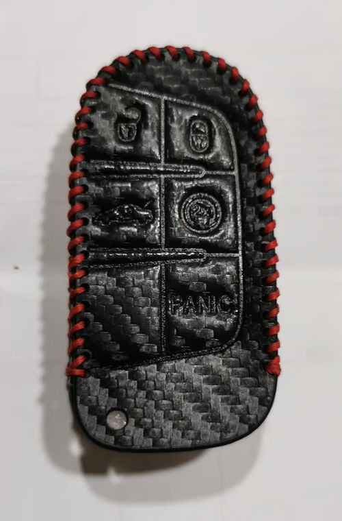 Sam's Accessories Leather carbon Car key Cover Cases Fit Jeep Grand Cherokee Dodge Challenger Charger Dart Durango Journey Chrysler 300,etc