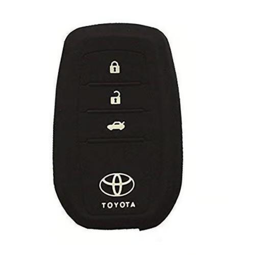Sam's Accessories Silicone Car Key Cover compatible for TOYOTA Fortuner Push Button Smart Key – Black