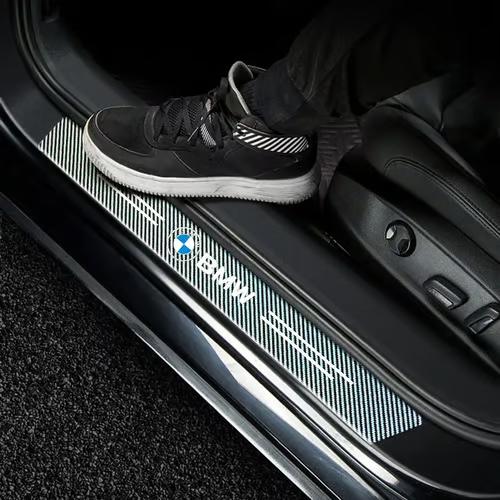 Sam's Accessories Car Door Sill Protector, 4 PCS Car Door Edge Protector, Carbon Fiber Leather Front/Rear Door Sill Scuff Plate Guard, Decorative Car Door Protector Sticker, Car Accessories