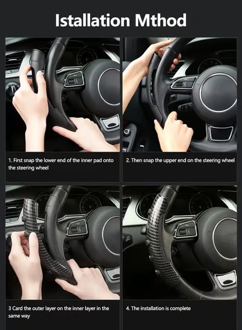 Sam's Accessories 2pc Carbon Fiber Universal Car Steering Wheel Booster Cover Non-Slip Accessories