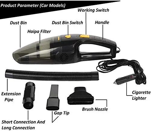 Sam's Accessories High Power Handheld Car Vacuum Cleaner for Car Dry and Wet DC12V (Black)