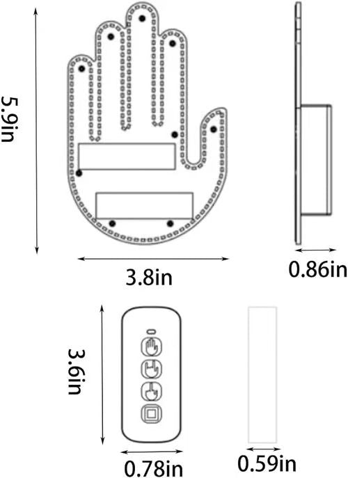 Sam's Accessories 1Car Gesture Light with Remote Finger Gesture Light Car LED Car Rear Window Funny Sign Hand Car Truck Auto Accessories Car Multifunction Reminder Lights (1pcs)