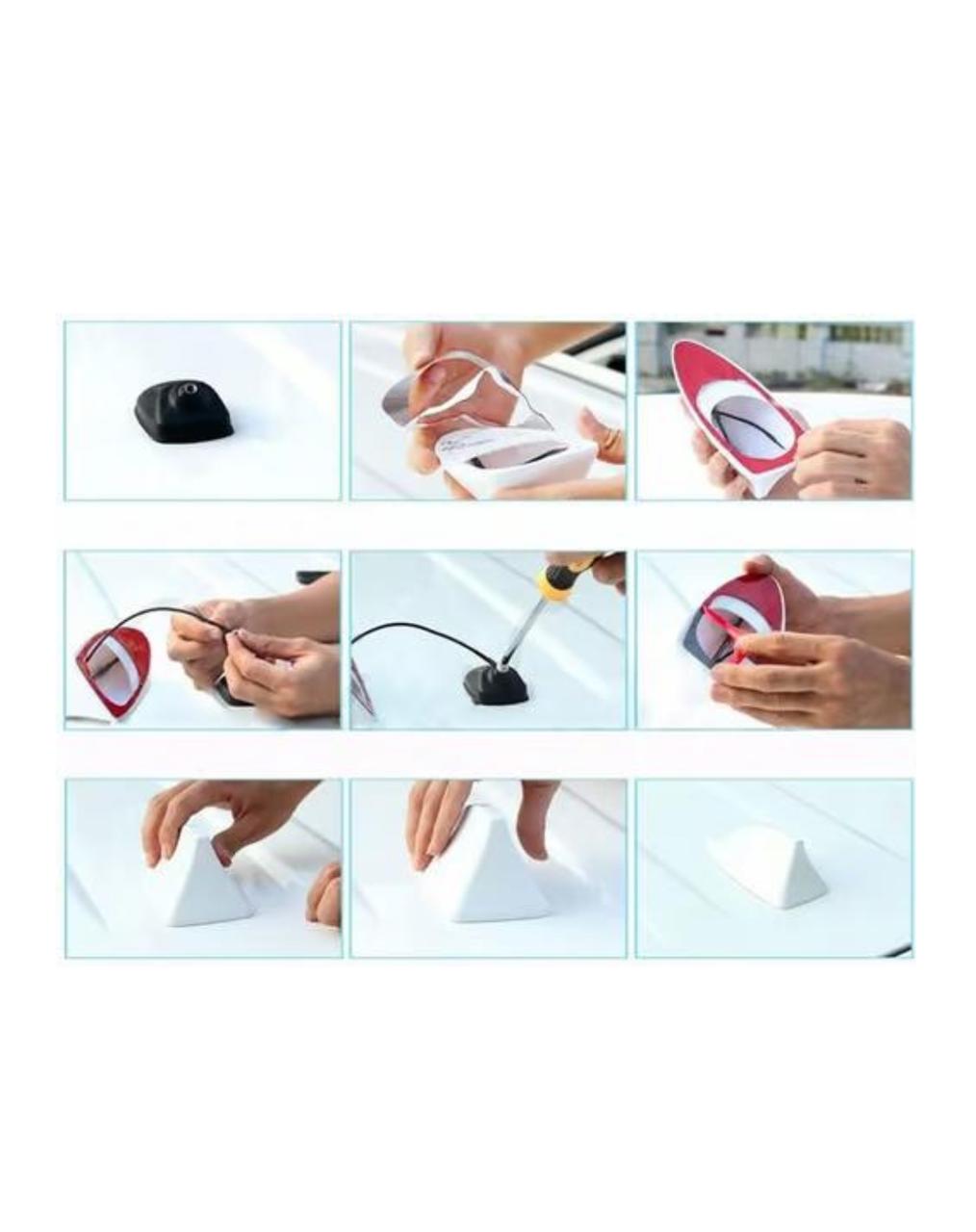 Sam's Accessories Special Car Shark Fin Antenna AM/FM Radio Signal Roof Aerial  with Adhesive Base (Black)