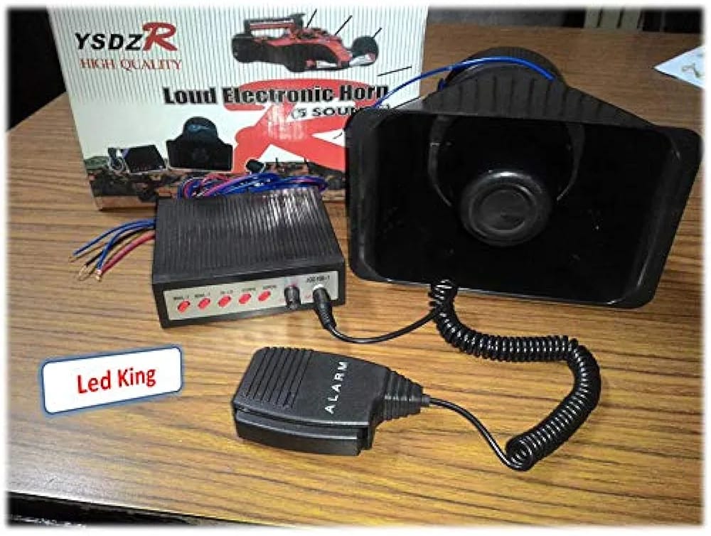 Sam's Accessories 12V 100W TYPE R Host 5 Sound for Car Loud Warning Police Alarm Siren Horn PA Speaker MIC System Fire Truck Ambulance Emergency