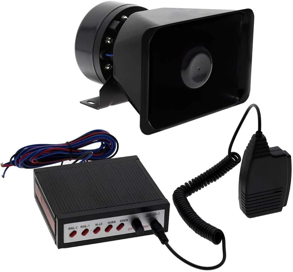 Sam's Accessories 12V 100W TYPE R Host 5 Sound for Car Loud Warning Police Alarm Siren Horn PA Speaker MIC System Fire Truck Ambulance Emergency