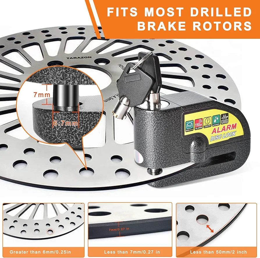 Sam's Accessories 1 Set Bike Lock Wheel Up waterproof Anti-Theft High Decibel 6mm Pin Alarm Disc Brake Lock Bike Lock Safety Device for Motorcycle