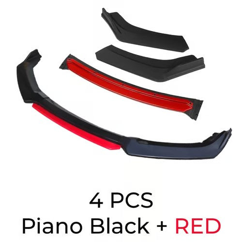 Sam's Accessories 4pcs Car Universal Black Front Bumper Spoiler Lip Chin Up Body Kit Splitter