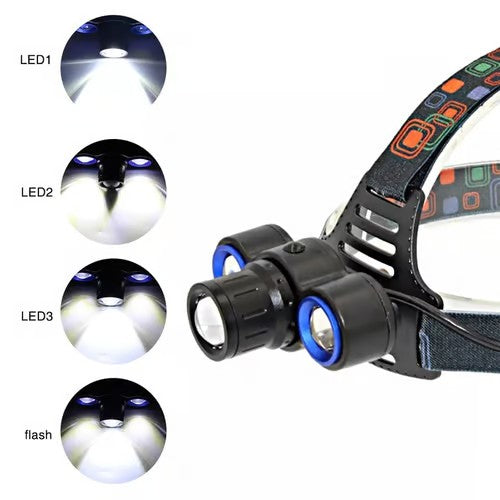 Sam's Accessories Headlight LED Headlamp Zoom Head Lamp XM-L T6 + XPE Q5 LED Light 4 Modes Lanterna