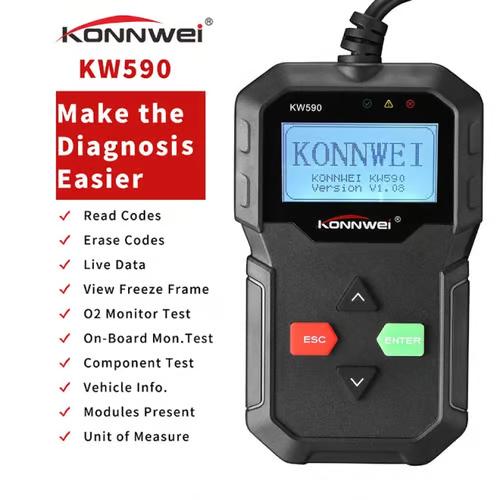 Sam's Accessories  Battery Testers KONNWEI KW590 OBD Diagnostic Tool Car Code Reader automotive OBD2 Scanner Support Multi-Brands Car Scanner Tools