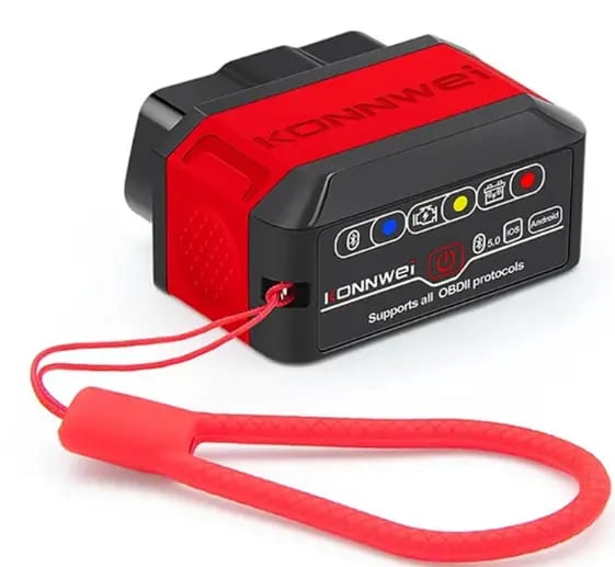 جهاز فحص وتشخيص أعطال السيارات اللاسلكي KW905 BT 5.0 OBDII من سامز أكسسواريز، متوافق مع أنظمة iOS وأندرويد، لون أحمر