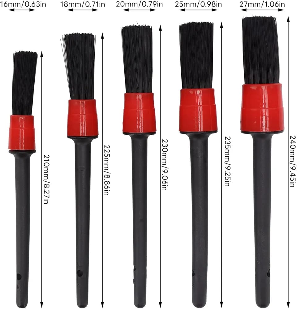 مجموعة سامز أكسسوارات مكونة من 5 قطع من فرش تنظيف السيارات والدراجات النارية الداخلية (أحمر)