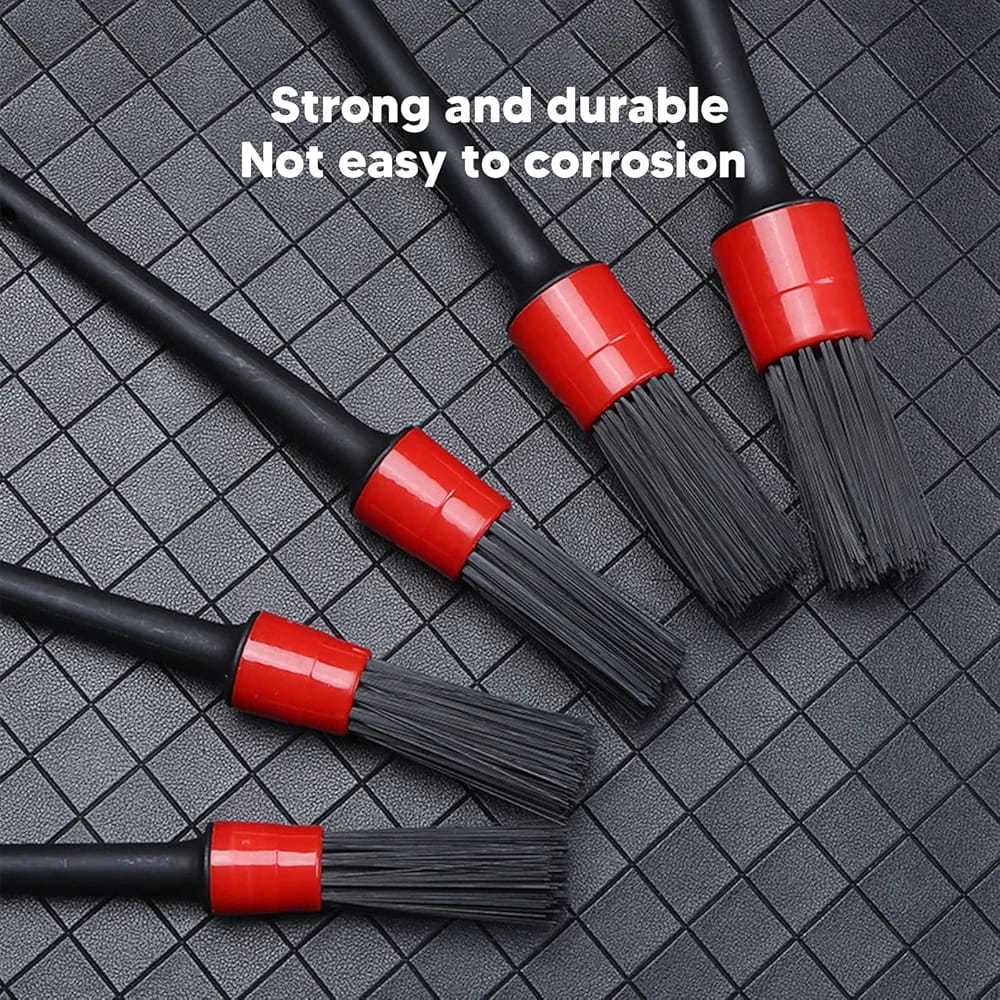 مجموعة سامز أكسسوارات مكونة من 5 قطع من فرش تنظيف السيارات والدراجات النارية الداخلية (أحمر)