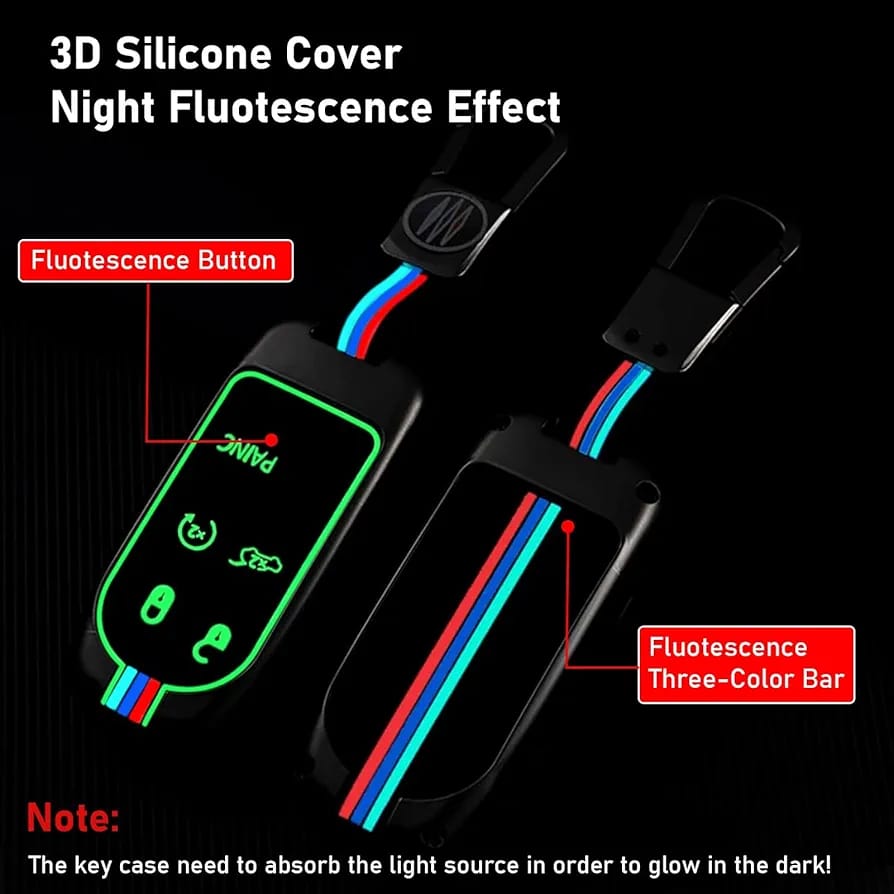 Sam's Accessories Zinc Alloy Key Fob Cover Case 5-Button & Keychain Compatible with Jeep Grand Cherokee Dodge Challenger Dart