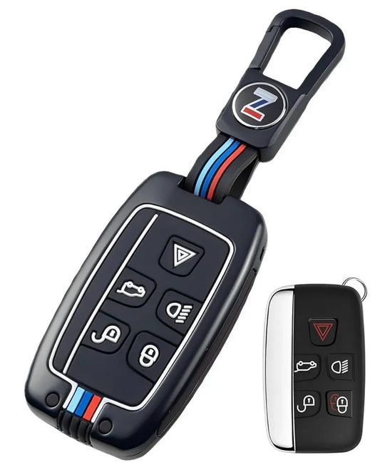 Sam's Accessories Land Rover Key Fob Cover Metal Car Key Case Keychain Smart Key Fob Holder fob Protector Compatible for Land Rover Range Rover Sport Evoque Discovery Velar Freelander 2 LR4 Jaguar