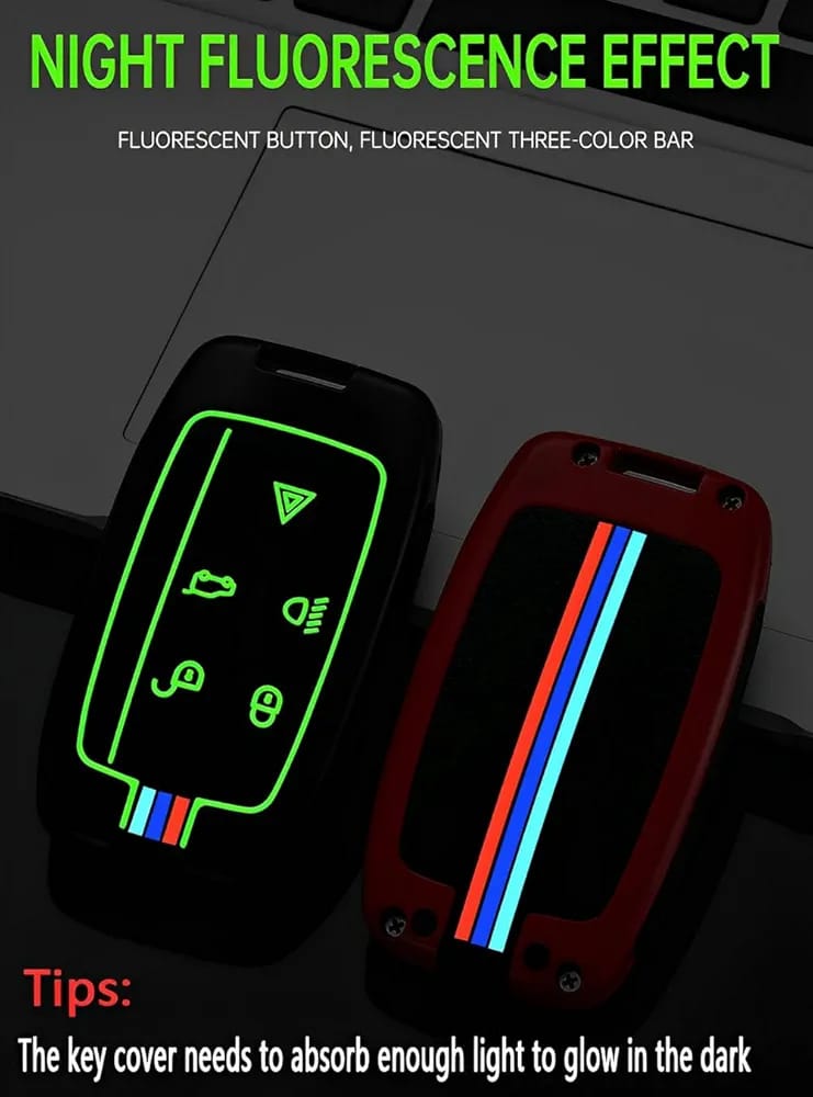 Sam's Accessories Land Rover Key Fob Cover Metal Car Key Case Keychain Smart Key Fob Holder fob Protector Compatible for Land Rover Range Rover Sport Evoque Discovery Velar Freelander 2 LR4 Jaguar