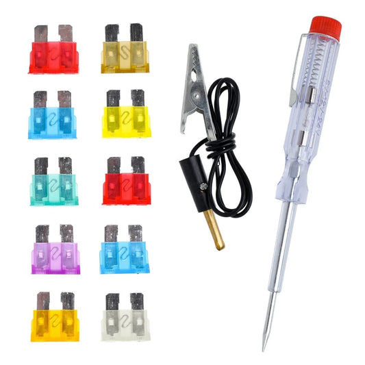 Sam's Accessories 10 Double Blade Fuse Kit and Tester 10 Pcs Auto Connect Fuse Assortment Kit Replacement Diagnostic