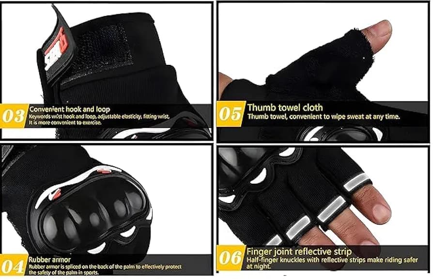 Sam's Accessories Half Finger Motorcycle Gloves